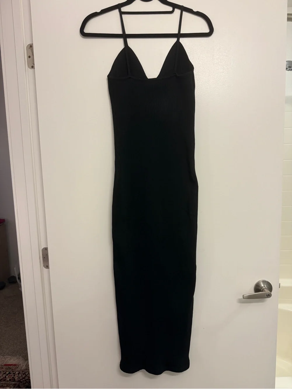 Lioness Black Button-Front Knit Midi Dress